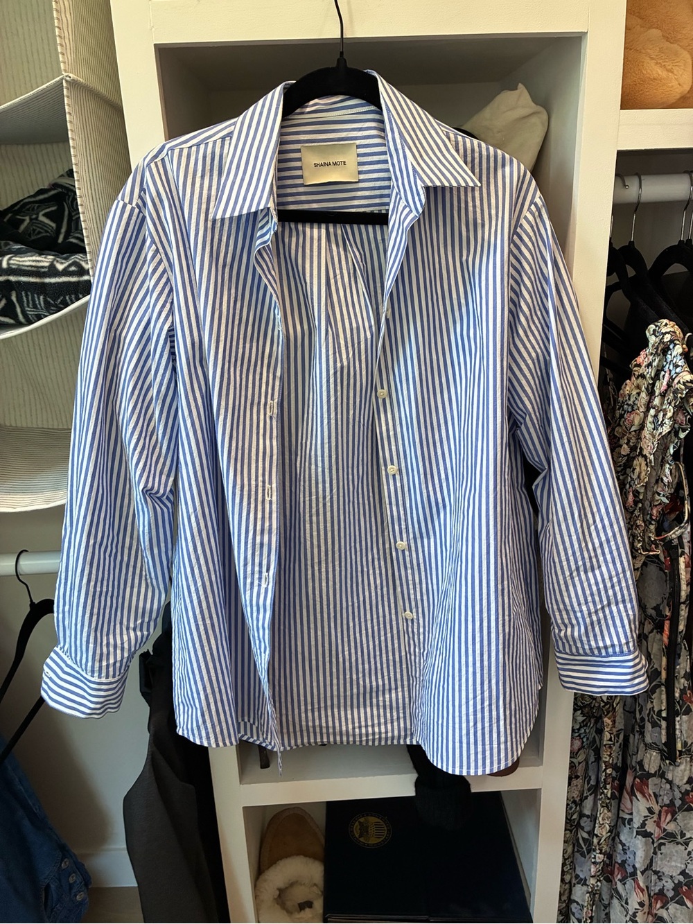 Shana Mote Blue & White Striped Button-Down Shirt